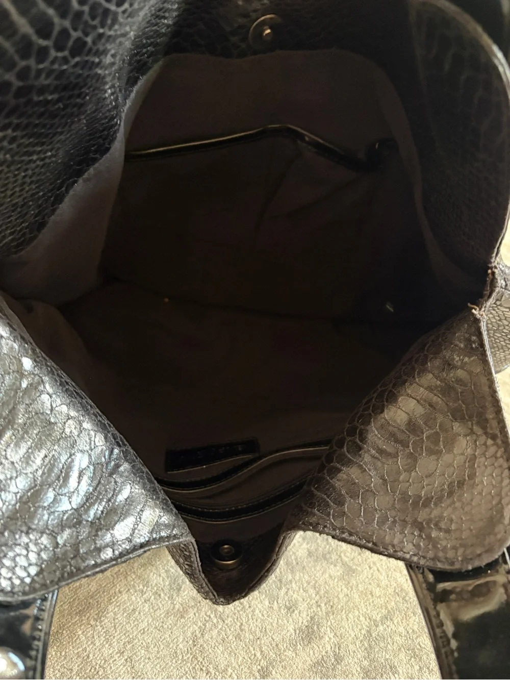 Black Textured Hobo Tote Bag